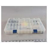 Plano Plastic Tackle Box Containing Lead Fishing Weights, Sinkers, and Snag Hooks