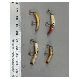 Group of Four Kautzky Lazy Ike Wooden Fishing Lures