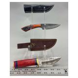 Two Fixed Blade Knives with Leather Sheaths