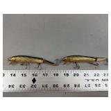 Lot of Two Jointed Metal Fishing Lures with Gold Scaling Pattern
