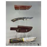 Two Fixed Blade Knives with Leather Sheaths