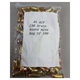 45 ACP 230 Grain Round Nose Ammunition Bag of 100