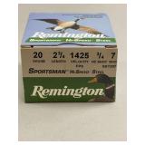 Remington Sportsman Hi-Speed Steel 20 Gauge 2 3/4 Inch 1425 FPS 3/4 oz #7 Shotshells Box