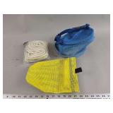 Lot of Two Mesh Bags and Coiled Rope