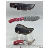 Custom Fixed Blade Knife Lot with Leather Sheaths