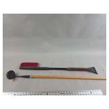 Two-Piece Ice Scraper and Snow Brush Lot with Wooden Handle Tool