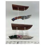 Custom Handcrafted Fixed Blade Knives with Sheaths, Lot of 2