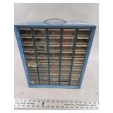 Blue Metal Frame Parts Organizer Cabinet with Clear Plastic Drawers