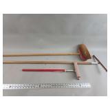 Lot of Three Cleaning Implements Including Balkamp Floor Brush and Champ Squeegee