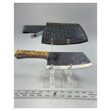 Custom Forged File Cleaver Knife with Stabilized Wood Handle and Leather Sheath