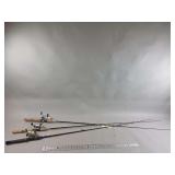 Three Fishing Rods and Reels Including Berkley Lightning Rods and Zebco Reel