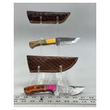 Custom Handmade Knife Lot with Leather Sheaths