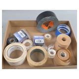 Assorted Adhesive Tapes Including Gorilla Tape, Scotch Blue Painter Tape, Easy Mask, and Mocap X-Treme Tape