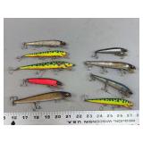 Assorted Wooden Fishing Lures Group of Nine