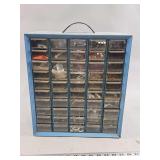 Metal Storage Cabinet with Plastic Drawers and Hardware Contents
