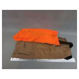 Fruit of the Loom Orange Hooded Sweatshirt 3XL and Berne Apparel Brown Bib Overalls XX-Large Regular