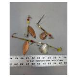 Lot of Four Hammered Metal Fishing Spinners with Glass and Plastic Beads