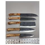 Handcrafted Custom Forged Steel Rasps and Files Knife Set with Wooden Handles