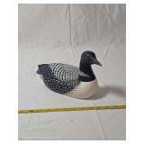 Signed Hand-Painted Wooden Common Loon Decoy Sculpture