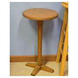 Oak Pedestal Table with Round Top and X-Base