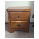 Oak Finish Two-Drawer Nightstand