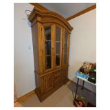 Oak China Cabinet and Credenza Hutch with Glass Doors