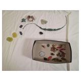 Assorted Polished Minerals, Stone Carvings, and Bead Strands