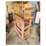 Custom Wooden Rolling Tool Cart and Work Station