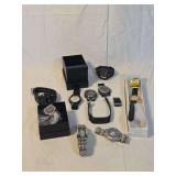 Assorted Wristwatches Including Armitron, Q&Q, and Boune Brands with Extra Straps and Packaging