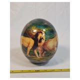 Large Glazed Ceramic Egg Sculpture with African Wildlife Motifs