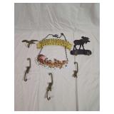 Group of Wall Hooks and Holiday Wall Decor