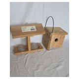 Wooden Fruit and Jelly Feeder and Birdhouse Set