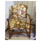 Wooden Rocking Chair with Floral Pattern Upholstery