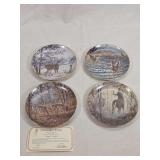 Set of Four Danbury Mint Porcelain Collector Plates by Larry Zach Whitetail Splendor Series with Certificate of Authenticity
