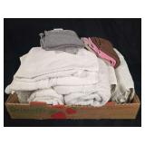 Assorted Terrycloth Bath Towels and Washcloths in Cardboard Box