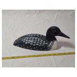 Hand Carved Wooden Loon Decoy Sculpture with Hand Painted Details