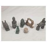 Group of Seven Carved Stone and Earthenware Anthropomorphic Figurines