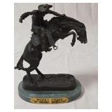 Bronze Sculpture titled Wooly Chaps after Frederic Remington on Marble Base