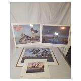 Group of Four Signed and Numbered Wildlife Prints Depicting Waterfowl and Geese