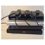 Samsung Blu-Ray Player, Dish Hopper, and Philips DVD Home Theater Systems with Remotes
