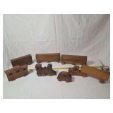 Handmade Wooden Train Cars and Vehicle Toys