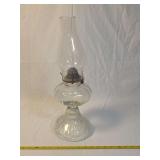 Clear Glass Oil Lamp with Metal Burner and Glass Chimney