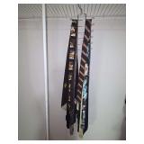 Group of Neckties with Metal Hanging Rack