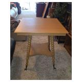 Oak Side Table with Spindle Legs and Ball and Claw Feet