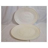Two White Plastic Turkey Platters