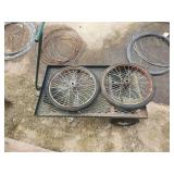 Industrial Steel Utility Cart with Spoked Wire Wheels