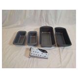 Kitchen Bakeware Set with Four Loaf Pans and One Metal Grater