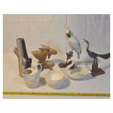 Decorative Sculptures, Wooden Carvings, and Ceramic Tableware Items