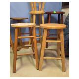 Two Wooden Stools with Circular Tops