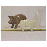 Three Stone Carved Animal Figurines